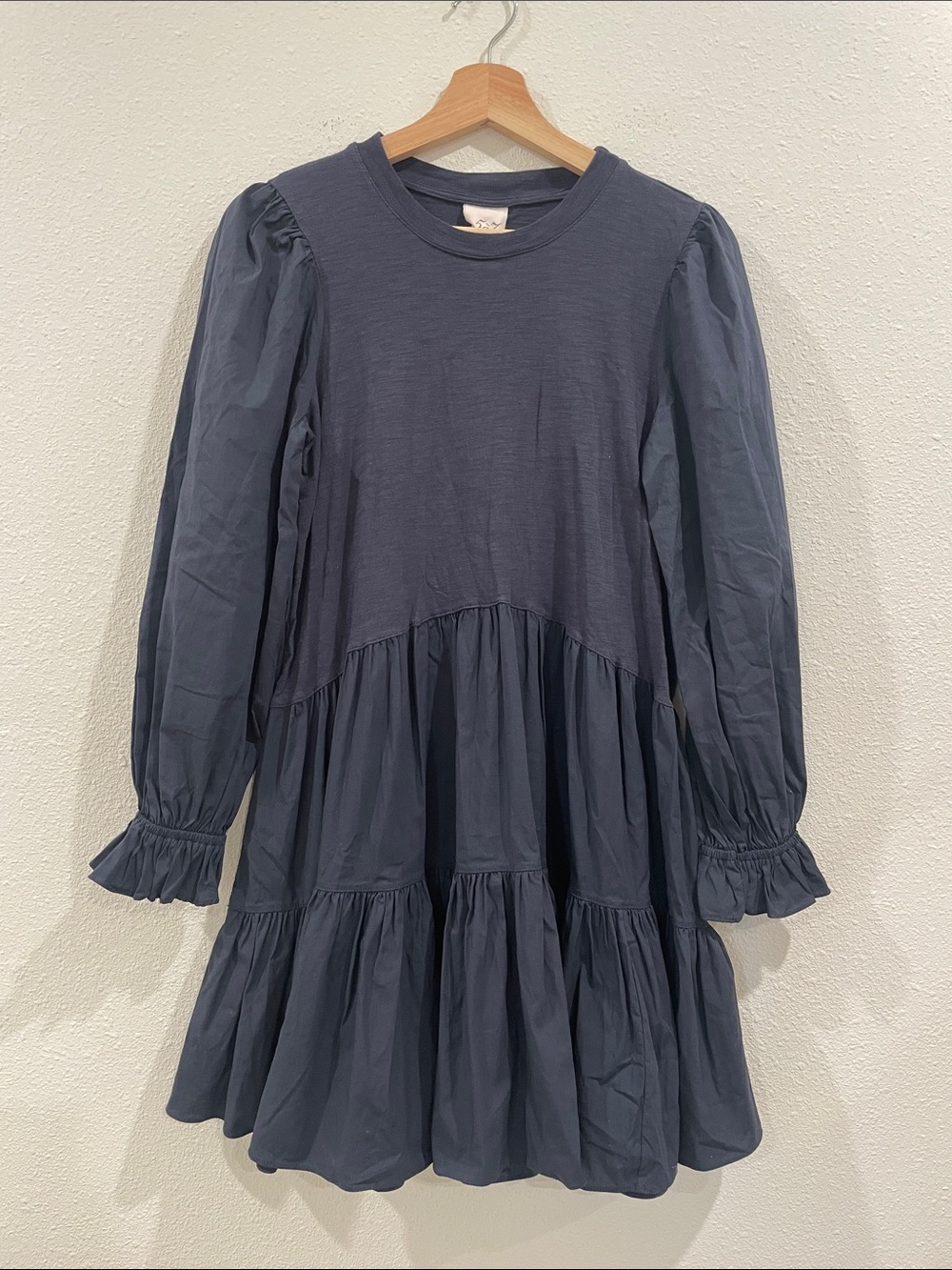 Cinq a cept Tammie Navy Long-Sleeve Tiered Mini Dress XS Fall Winter